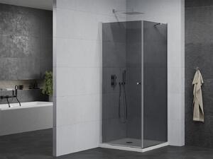 Mexen Pretoria, sprchový kout 70 (dveře) x 70 (stěna) cm, 6mm šedé sklo, chromový profil + bílá sprchová vanička, 852-070-070-01-40-4010