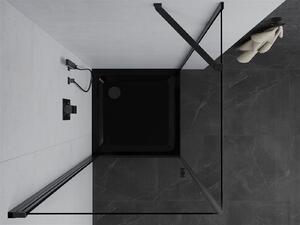 Mexen Pretoria, sprchový kout 70 (dveře) x 70 (stěna) cm, 6mm čiré sklo, černý profil + černá sprchová vanička, 852-070-070-70-00-4070B