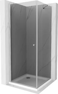 Mexen Pretoria, sprchový kout 90 (dveře) x 90 (stěna) cm, 6mm šedé sklo, chromový profil + bílá sprchová vanička, 852-090-090-01-40-4010