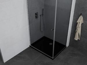 Mexen Pretoria, sprchový kout 70 (dveře) x 90 (stěna) cm, 6mm šedé sklo, chromový profil + černá sprchová vanička, 852-070-090-01-40-4070