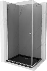Mexen Pretoria, sprchový kout 70 (dveře) x 100 (stěna) cm, 6mm šedé sklo, chromový profil + černá sprchová vanička, 852-070-100-01-40-4070