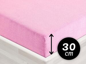 Froté napínací prostěradlo na vysokou matraci FR-008 Růžová lila 200 x 200 - výška 30 cm