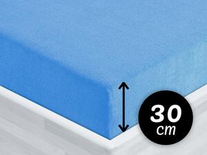Froté napínací prostěradlo na vysokou matraci FR-015 Světle modré 180 x 200 - výška 30 cm