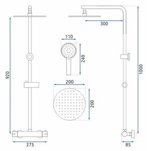 REA-P8804 - Sprchová sada s termostatickou baterií BLISS matná černá