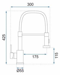 REA-B4820 - Dřezová baterie s vytahovací sprškou COLIN 42,5 cm černá
