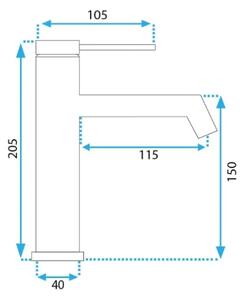 REA-B5316 - Umyvadlová baterie FOSS 20,5 cm broušená zlatá