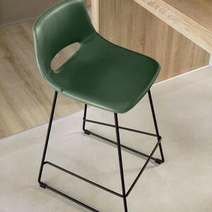 Zelená koženková barová židle Kave Home Zahara 76 cm