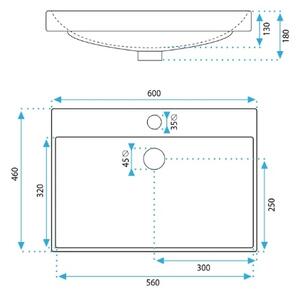 REA-U3326 - Zápustné umyvadlo MANDY 46x60 cm keramika/lesklá bílá