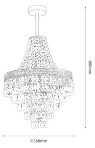 Lustr na tyči CORAL 3xE14/40W/230V pr. 36 cm