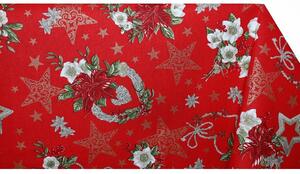 Dekorační látka bavlna Vánoční růže červená, š. 140 cm Rudá