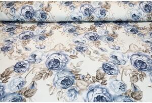 Bavlněná látka Flanel Růže modré, š. 290 cm Růžová