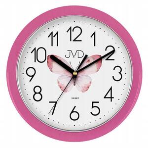 JVD HP612.D12 - 25 cm - RŮŽOVÉ (Motýl) - Nástěnné hodiny