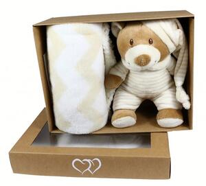 Dětská deka 75x90 cm + hračka béžový medvídek Béžová 75x90 cm