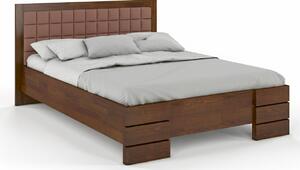 Zvýšená postel s čalouněným čelem - Gotland - borovice Čalounění postele: 2306, Odstín moření: Ořech, Rozměr: 140x200