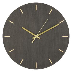 House Nordic Nástěnné hodiny 30cm, tm hnědé Asti (Nástěnné hodiny s šedou strukturou dřeva Ø30 cm)