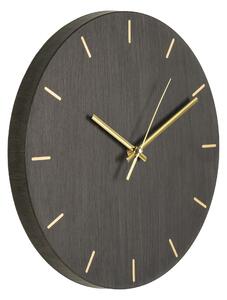 House Nordic Nástěnné hodiny 30cm, tm hnědé Asti (Nástěnné hodiny s šedou strukturou dřeva Ø30 cm)