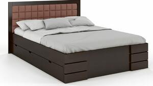 Zvýšená postel s úložným prostorem Gotland Drawers - masiv borovice 120x200, Odstín moření: Palisander, Čalounění: 2306