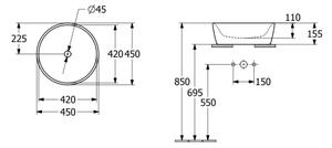 Villeroy & Boch 5A254501 - Umyvadlo na desku ARCHITECTURA pr.45 cm keramika/bílá