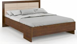 Zvýšená postel s čalouněným čelem - Kalmar - borovice Čalounění postele: 2303, Odstín moření: Ořech, Rozměr: 140x200