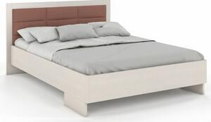 Zvýšená postel s čalouněným čelem - Kalmar - borovice Čalounění postele: 2306, Odstín moření: Bílá, Rozměr: 140x200
