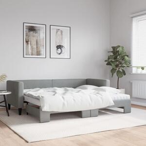 Válenda s přistýlkou a matracemi světle šedá 80 x 200 cm textil 3196591