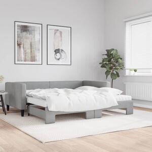 Válenda s přistýlkou a matracemi světle šedá 100x200 cm textil 3196601