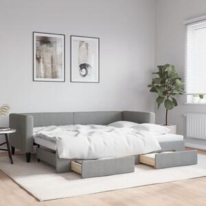 Válenda s přistýlkou a zásuvkami světle šedá 80 x 200 cm textil 3196609
