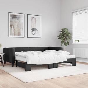 Válenda s přistýlkou a matracemi černá 90 x 190 cm textil 3196608