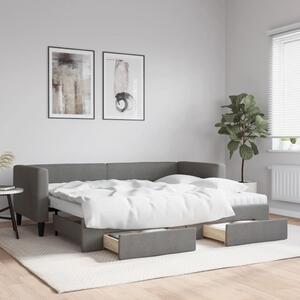 Válenda s přistýlkou a zásuvkami tmavě šedá 80 x 200 cm textil 3196610