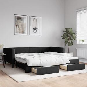 Válenda s přistýlkou a zásuvkami černá 100 x 200 cm textil 3196621