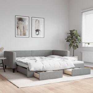 Válenda s přistýlkou a zásuvkami světle šedá 100x200 cm textil 3196619