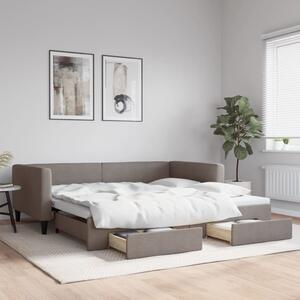 Válenda s přistýlkou a zásuvkami taupe 100 x 200 cm textil 3196622
