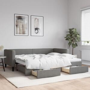 Válenda s přistýlkou a zásuvkami tmavě šedá 90 x 190 cm textil 3196625