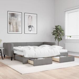 Válenda s přistýlkou a zásuvkami tmavě šedá 90 x 190 cm textil 3196643