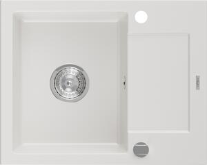 Mexen Enzo 1-miskový granitový dřez s krátkým odkapávačem 576 x 465 mm, Bílá - 6506571005-20