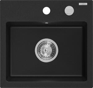 Mexen Milo 1-miskový granitový dřez 435 x 410 mm, Černá - 6505441000-77