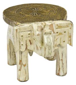 Stolička ve tvaru slona zdobená mosazným kováním, 16x23x16cm (9G)