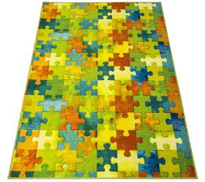 Kobercový ráj Dětský kusový koberec Puzzle multicolor vícebarevný Rozměr: 100x200 cm