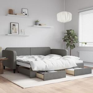 Válenda s přistýlkou a zásuvkami tmavě šedá 100 x 200 cm textil 3196858