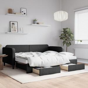 Válenda s přistýlkou a zásuvkami černá 90 x 190 cm textil 3196882