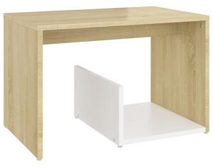 Odkládací stolek bílý a dub sonoma 59 x 36 x 38 cm dřevotříska
