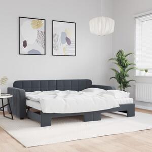 Válenda s přistýlkou a matracemi tmavě šedá 80 x 200 cm samet 3196947