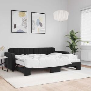 Válenda s přistýlkou a matracemi černá 80 x 200 cm samet 3196950