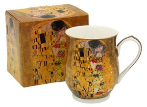 HOME ELEMENTS Porcelánový hrnek 350 ml, Klimt Polibek zlatý