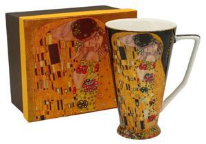HOME ELEMENTS Porcelánový hrnek 500 ml, Klimt, Polibek, černý