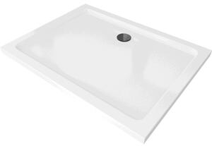 Mexen Flat obdélníková vanička do sprchového koutu slim 90 x 80 cm, Bílá, sifon Černá - 40108090B