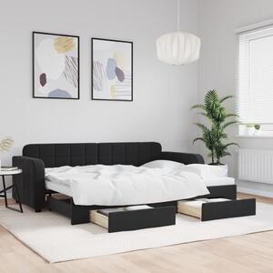 Válenda s přistýlkou a zásuvkami černá 80 x 200 cm samet 3196974