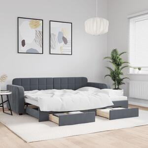 Válenda s přistýlkou a zásuvkami tmavě šedá 80 x 200 cm samet 3196971