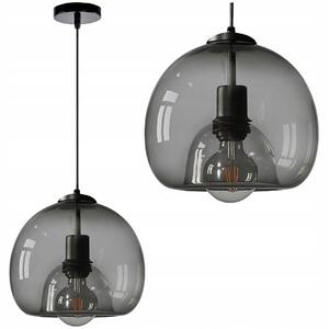 ZÁVĚSNÁ LAMPA STROPNÍ LUSTR E27 SKLENĚNÁ ŠEDÁ