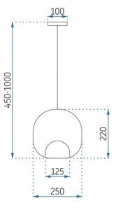 ZÁVĚSNÁ LAMPA STROPNÍ LUSTR E27 SKLENĚNÁ ŠEDÁ